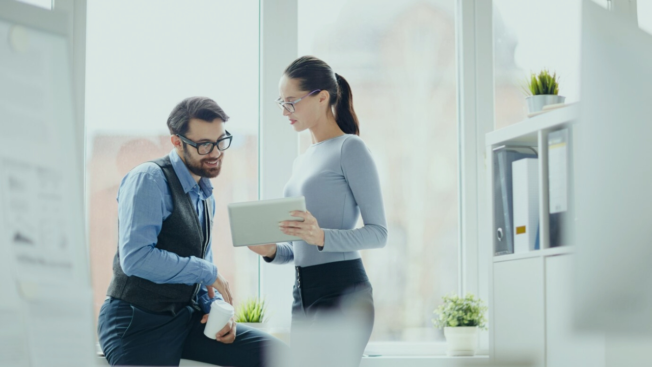 Colleagues working together at a meeting table